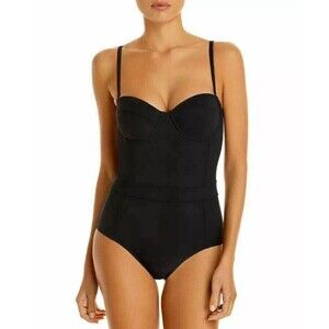 TORY BURCH LIPSI BUSTIER ONE-PIECE SWIMSUIT BLACK SIZE Medium